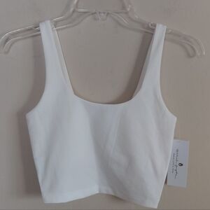 Spiritual Gangster Indie Crop Tank  White Size Small Scoop Neck Built In Bra NWT